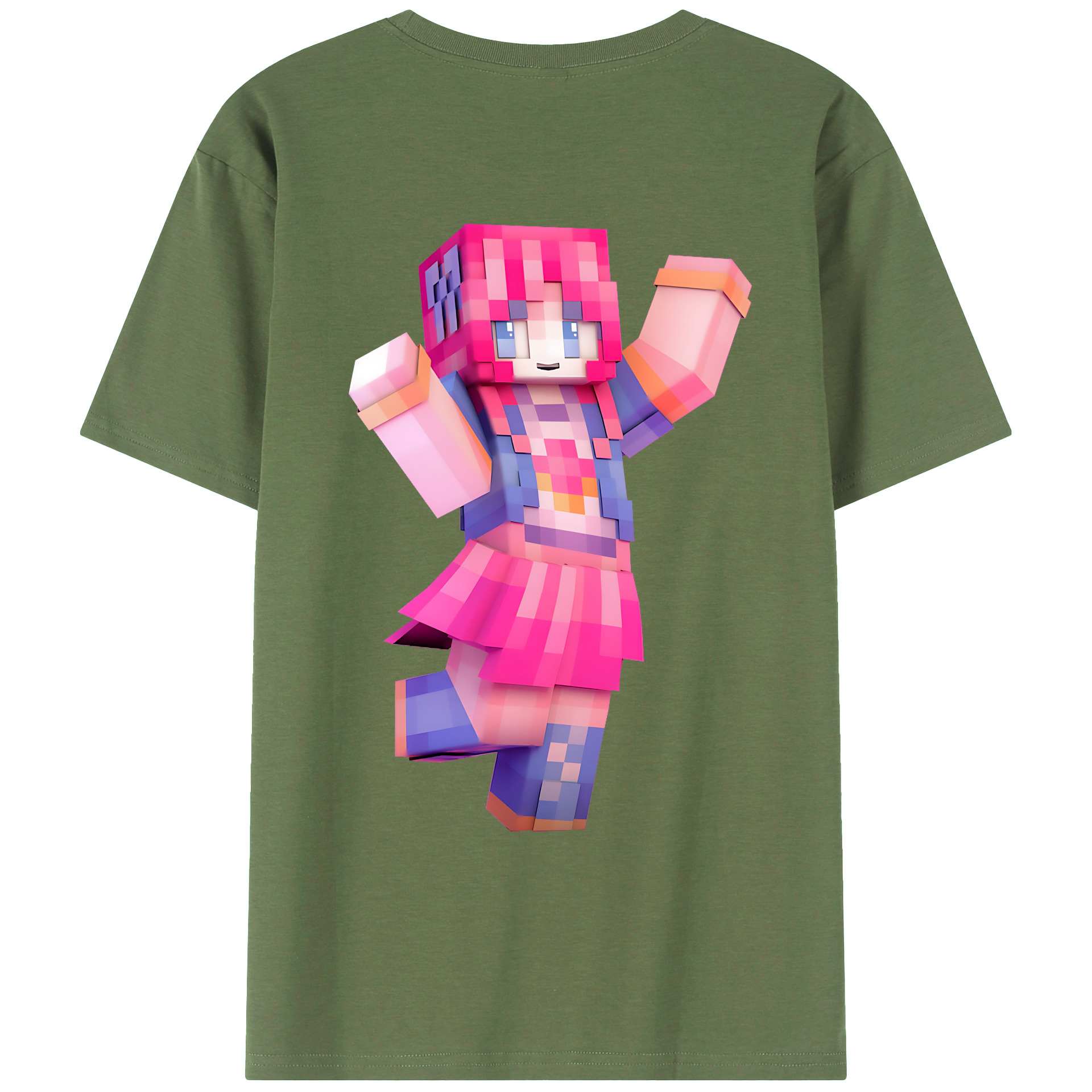 （画像用） マインクラフト ブロックの世界 Minecraft MC Block world 綿100％ メンズ半袖Tシャツ（バックプリント） 通気性